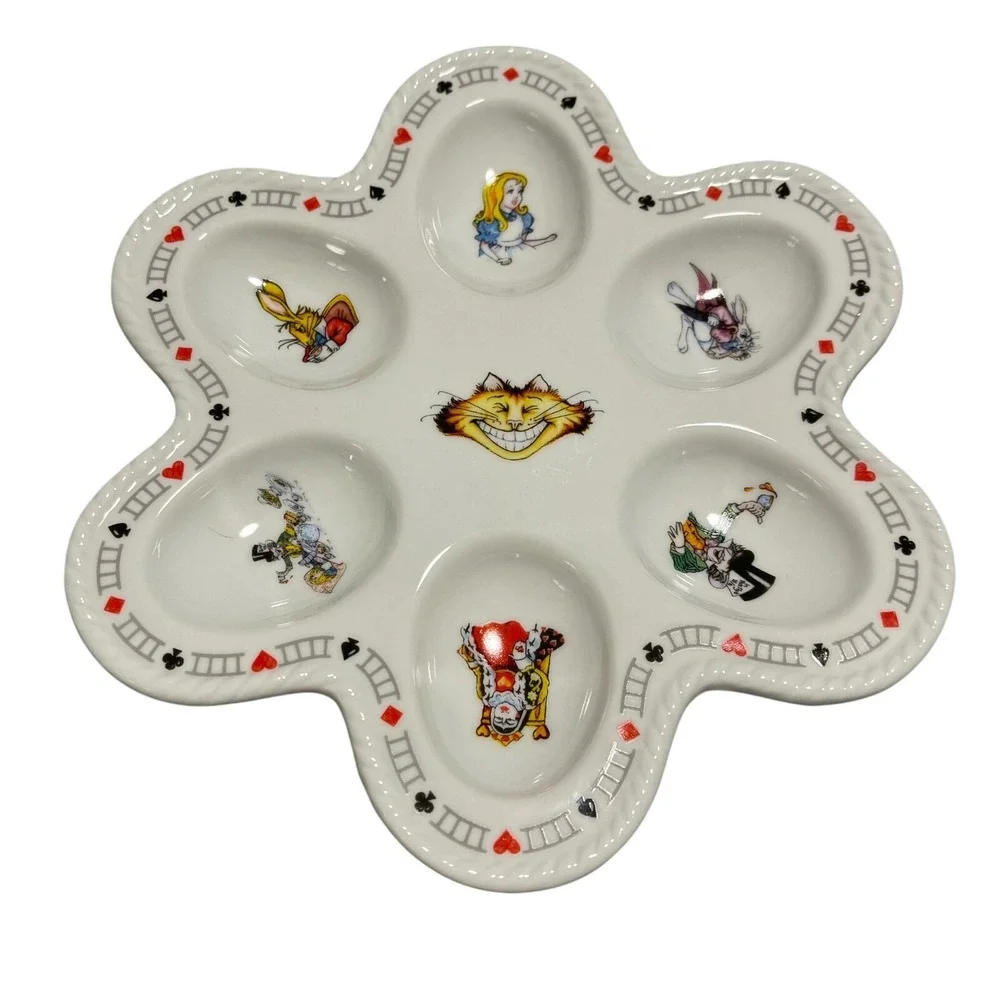 Alice in Wonderland Egg Tray Cheshire Cat Mad Hatter Queen of Hearts Paul Cardew